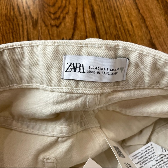 Zara Cream Jean Shorts NWT - Picture 5 of 6